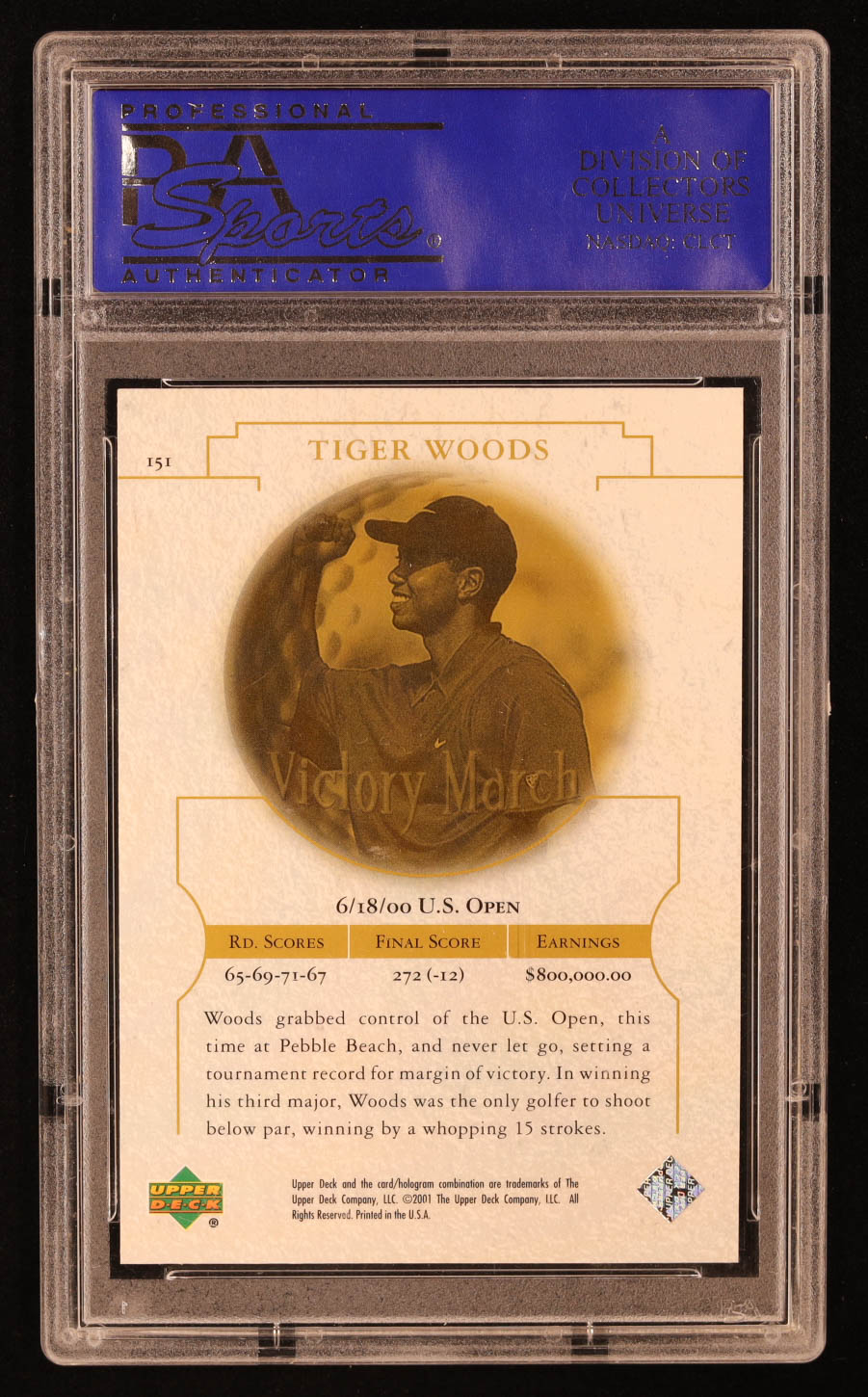 Tiger Woods 2001 Upper Deck #151 VM RC (PSA 10) at PristineAuction.com Tiger Woods 2001 Upper Deck #151 VM RC (PSA 10) at PristineAuction.com