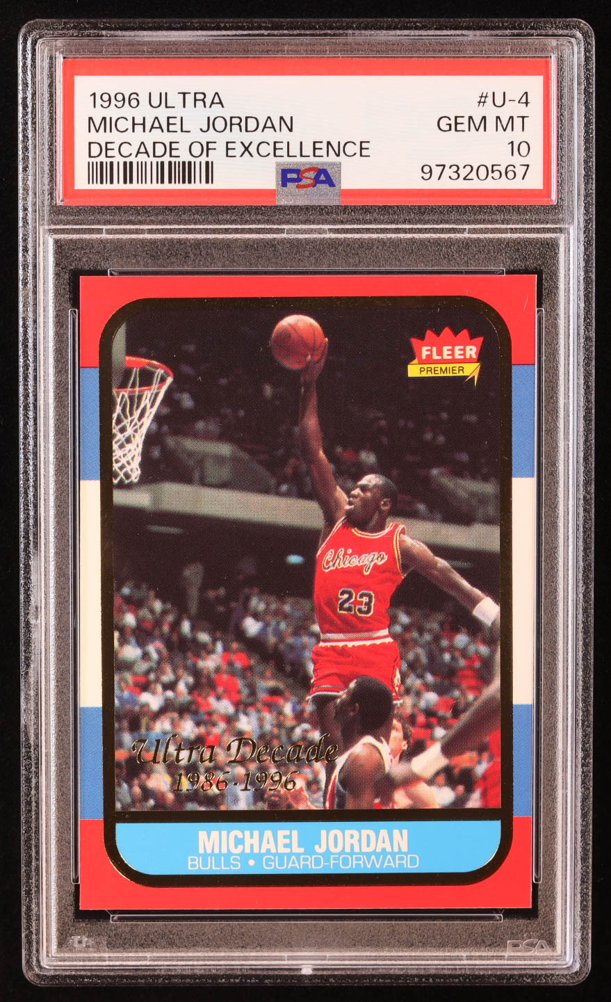 Michael Jordan 1996-97 Ultra Decade of Excellence #U4 (PSA 10) at PristineAuction.com Michael Jordan 1996-97 Ultra Decade of Excellence #U4 (PSA 10) at PristineAuction.com