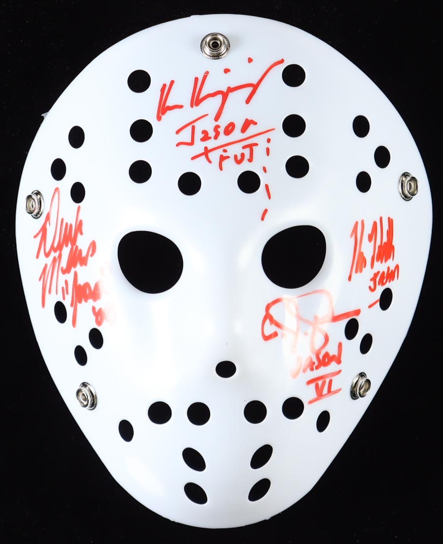 Jason Voorhees Actors "Friday the 13th" Mask Signed By (4) With Kane Hodder, CJ Graham, Ken Kirzinger, Derek Mears (JSA) at PristineAuction.com Jason Voorhees Actors "Friday the 13th" Mask Signed By (4) With Kane Hodder, CJ Graham, Ken Kirzinger, Derek Mears (JSA) at PristineAuction.com