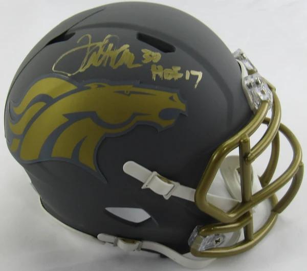 Terrell Davis Signed Broncos Slate Alternate Speed Mini Helmet Inscribed "HOF 17" (JSA) at PristineAuction.com Terrell Davis Signed Broncos Slate Alternate Speed Mini Helmet Inscribed "HOF 17" (JSA) at PristineAuction.com