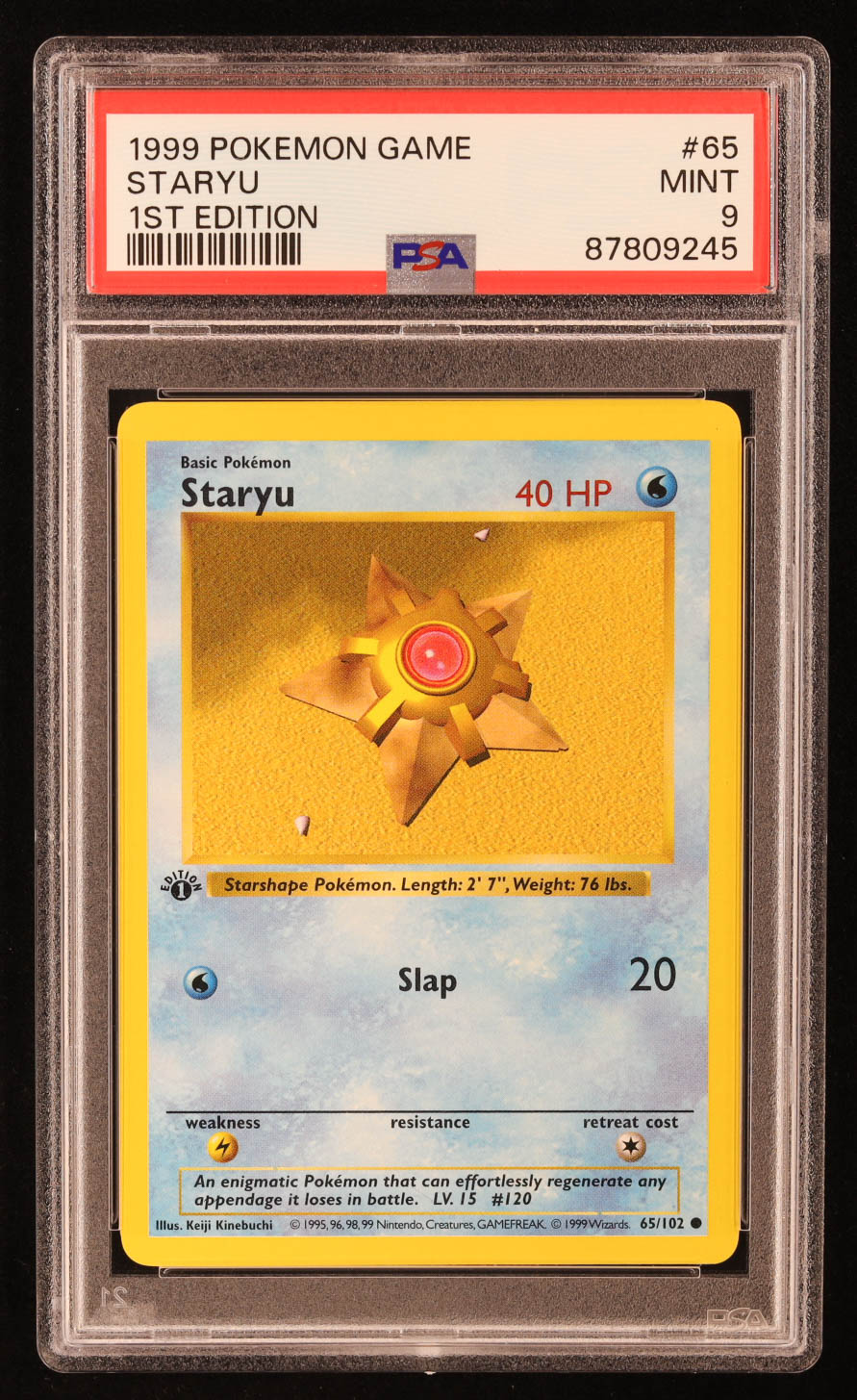 Staryu 1999 Pokemon 1st Edition #59 (PSA 9) at PristineAuction.com Staryu 1999 Pokemon 1st Edition #59 (PSA 9) at PristineAuction.com