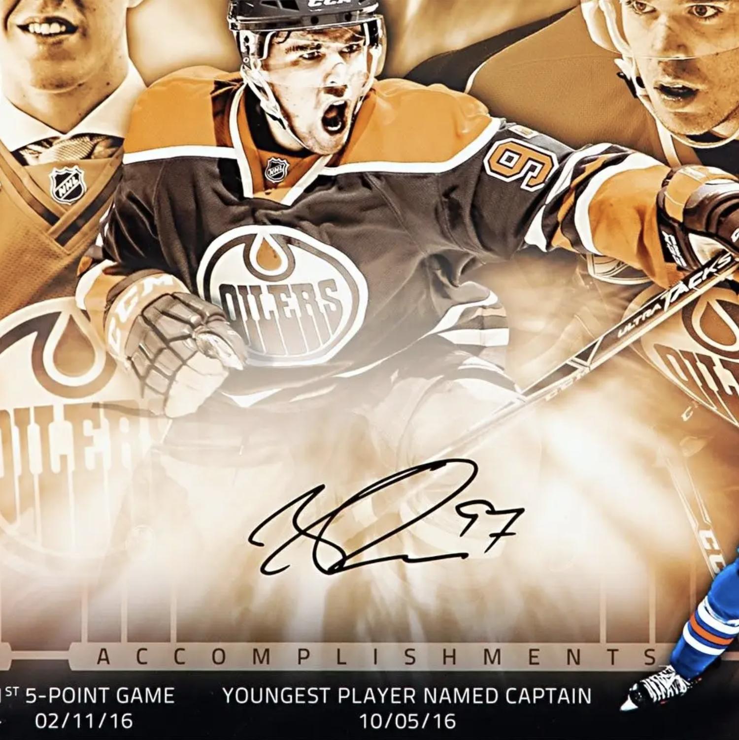 Connor McDavid Signed Oilers "Accomplishments" 15x36 Photo (UDA) at PristineAuction.com Connor McDavid Signed Oilers "Accomplishments" 15x36 Photo (UDA) at PristineAuction.com