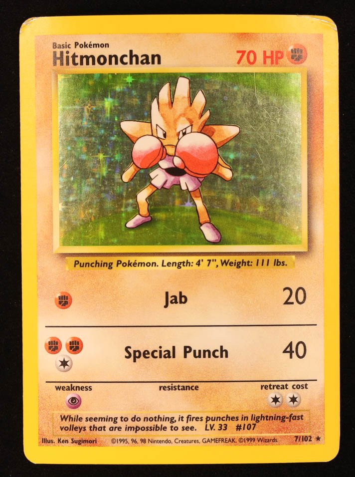Hitmonchan Pokemon 1999 Base Unlimited #7 Holo at PristineAuction.com Hitmonchan Pokemon 1999 Base Unlimited #7 Holo at PristineAuction.com