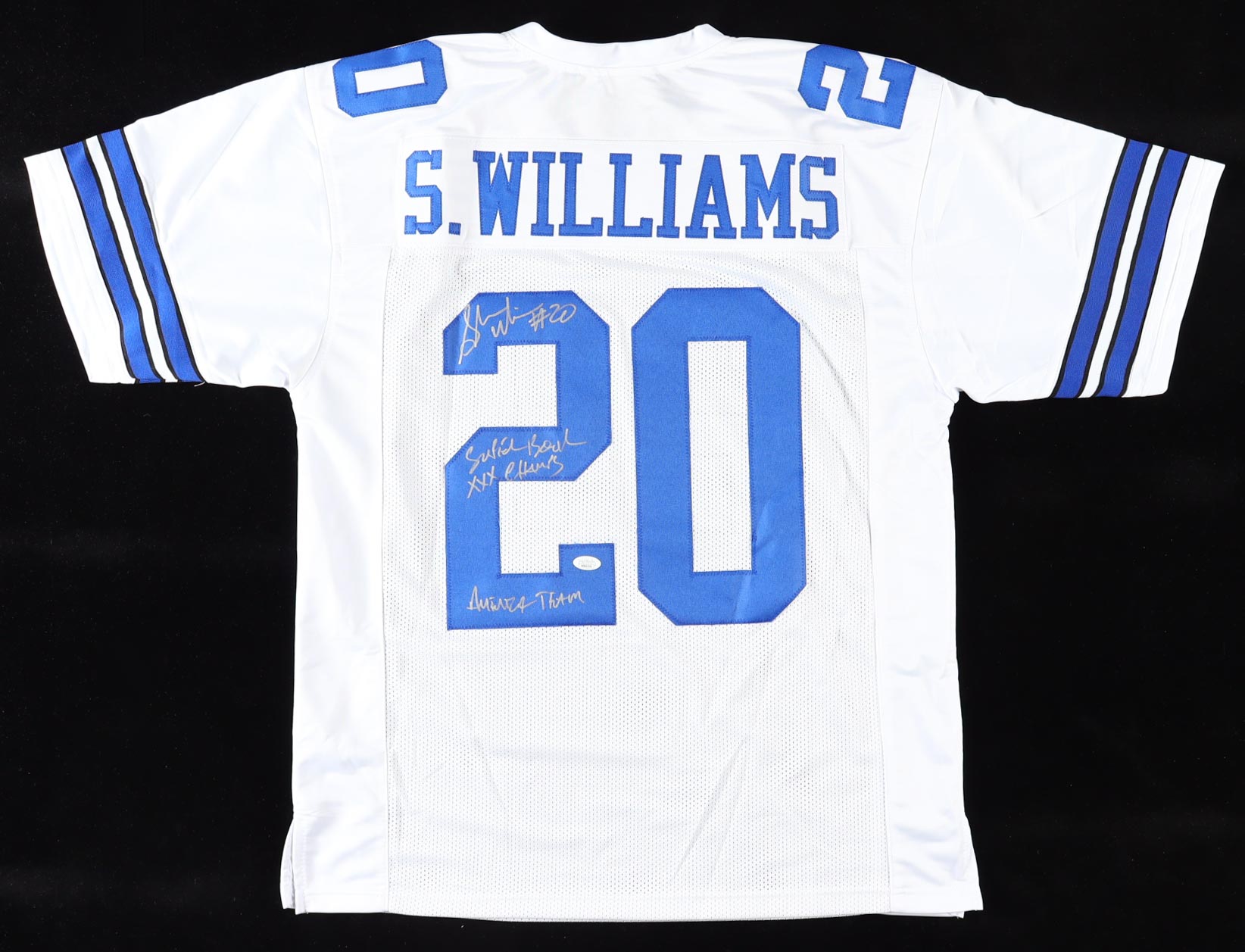 Sherman Williams Signed Jersey Inscribed "Super Bowl XXX Champs" & "America Team" (JSA) at PristineAuction.com Sherman Williams Signed Jersey Inscribed "Super Bowl XXX Champs" & "America Team" (JSA) at PristineAuction.com