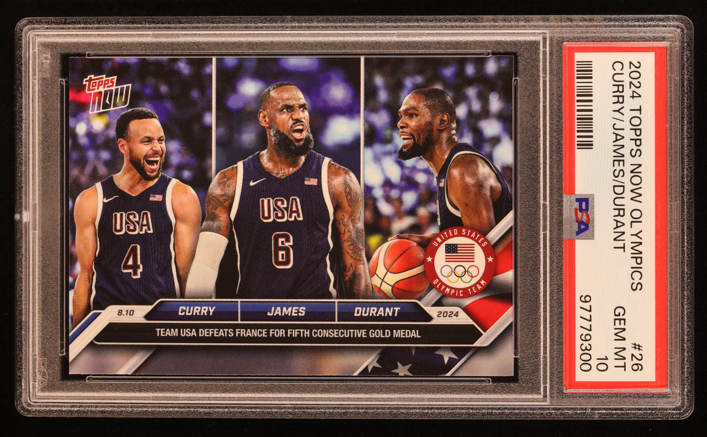Stephen Curry / LeBron James / Kevin Durant 2024 Topps Now Olympic Games #26 (PSA 10) at PristineAuction.com Stephen Curry / LeBron James / Kevin Durant 2024 Topps Now Olympic Games #26 (PSA 10) at PristineAuction.com