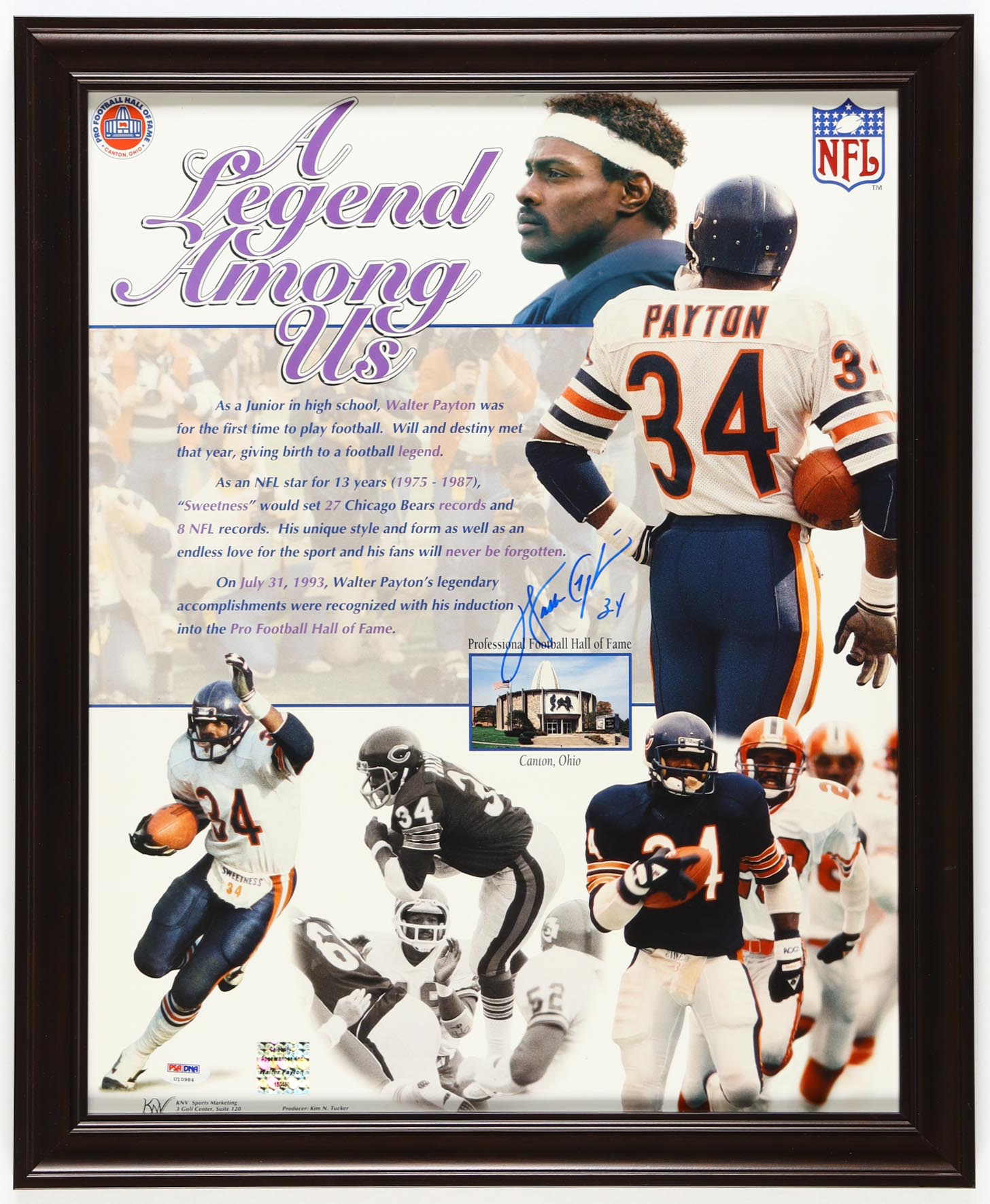 Walter Payton Signed Bears "A Legend Among Us" Custom Framed Poster Display (PSA) at PristineAuction.com Walter Payton Signed Bears "A Legend Among Us" Custom Framed Poster Display (PSA) at PristineAuction.com