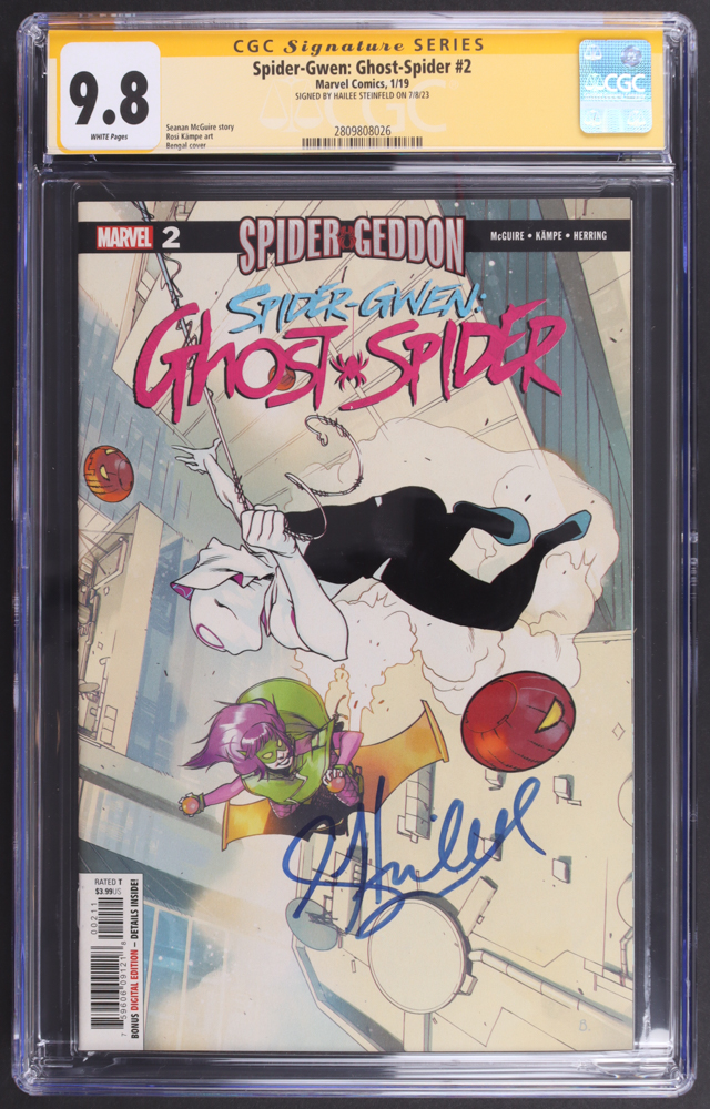 Hailee Steinfeld Signed 2019 "Spider-Gwen: Ghost Spider" Issue #2 Marvel Comic Book (CGC 9.8) at PristineAuction.com Hailee Steinfeld Signed 2019 "Spider-Gwen: Ghost Spider" Issue #2 Marvel Comic Book (CGC 9.8) at PristineAuction.com