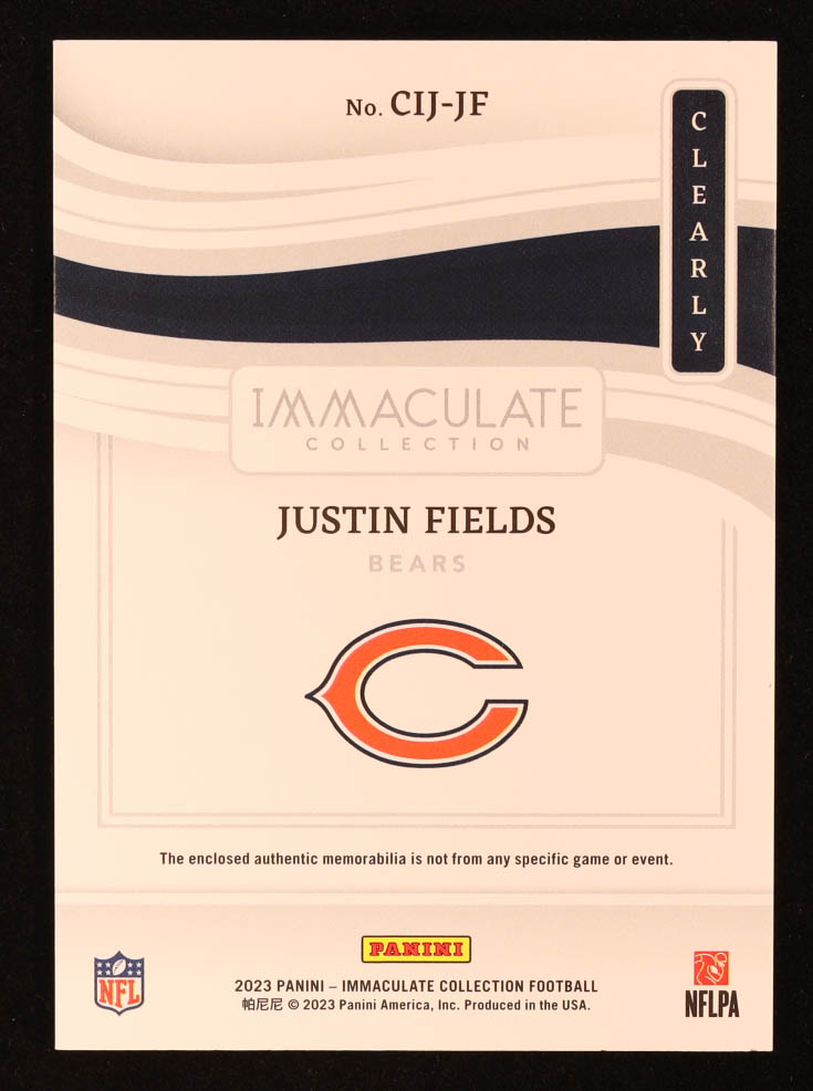 Justin Fields 2023 Immaculate Collection Clearly Immaculate Jerseys #JF #16/99 at PristineAuction.com Justin Fields 2023 Immaculate Collection Clearly Immaculate Jerseys #JF #16/99 at PristineAuction.com
