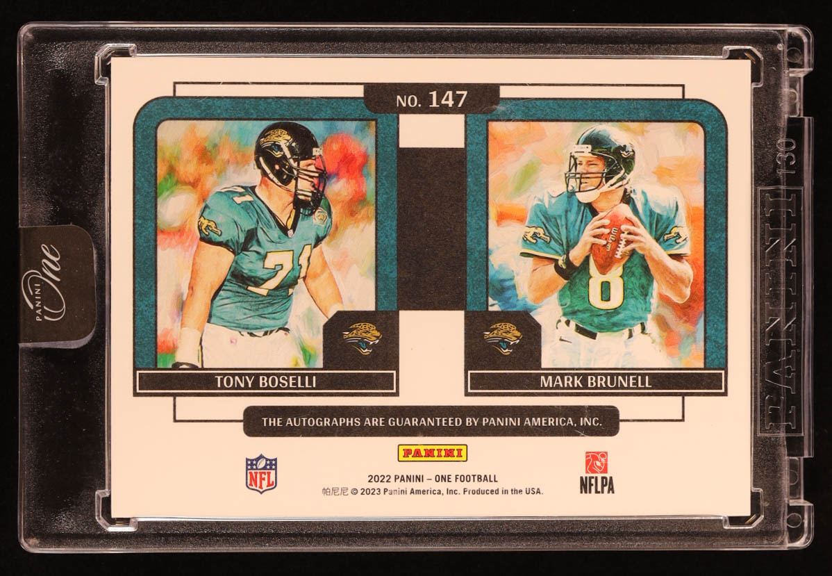 Tony Boselli / Mark Brunell 2022 Panini One Plus One Signatures Bronze #147 #16/25 at PristineAuction.com Tony Boselli / Mark Brunell 2022 Panini One Plus One Signatures Bronze #147 #16/25 at PristineAuction.com