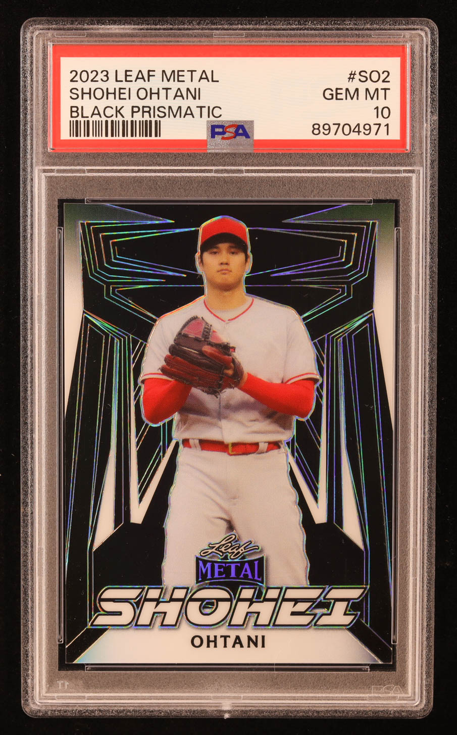Shohei Ohtani 2023 Leat Metal Prismatic Black #SO2 #08/10 (PSA 10) at PristineAuction.com Shohei Ohtani 2023 Leat Metal Prismatic Black #SO2 #08/10 (PSA 10) at PristineAuction.com