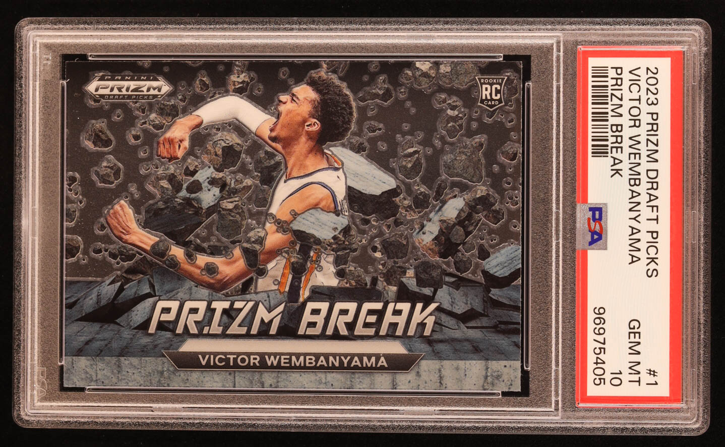 Victor Wembanyama 2023-24 Panini Prizm Draft Picks Prizm Break #1 RC (PSA 10) at PristineAuction.com Victor Wembanyama 2023-24 Panini Prizm Draft Picks Prizm Break #1 RC (PSA 10) at PristineAuction.com