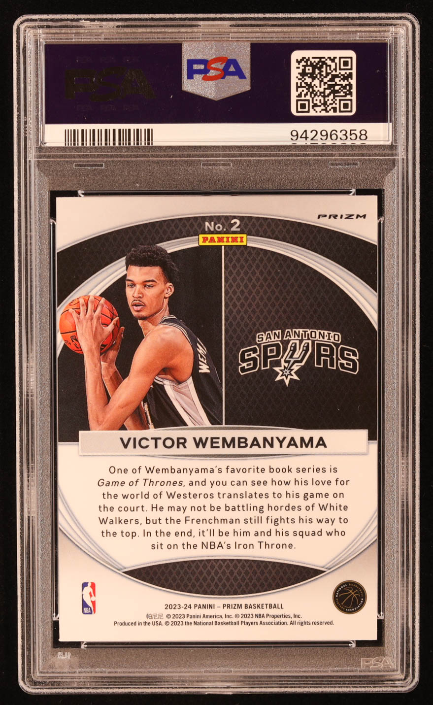 Victor Wembanyama 2023-24 Panini Prizm Global Reach Prizms Silver #2 RC (PSA 10) at PristineAuction.com Victor Wembanyama 2023-24 Panini Prizm Global Reach Prizms Silver #2 RC (PSA 10) at PristineAuction.com