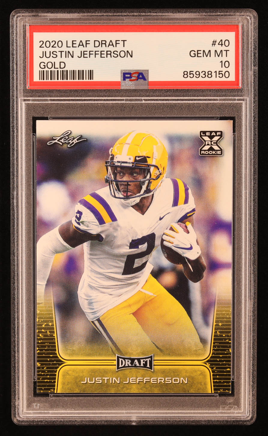 Justin Jefferson 2020 Leaf Draft Gold #40 RC (PSA 10) at PristineAuction.com Justin Jefferson 2020 Leaf Draft Gold #40 RC (PSA 10) at PristineAuction.com
