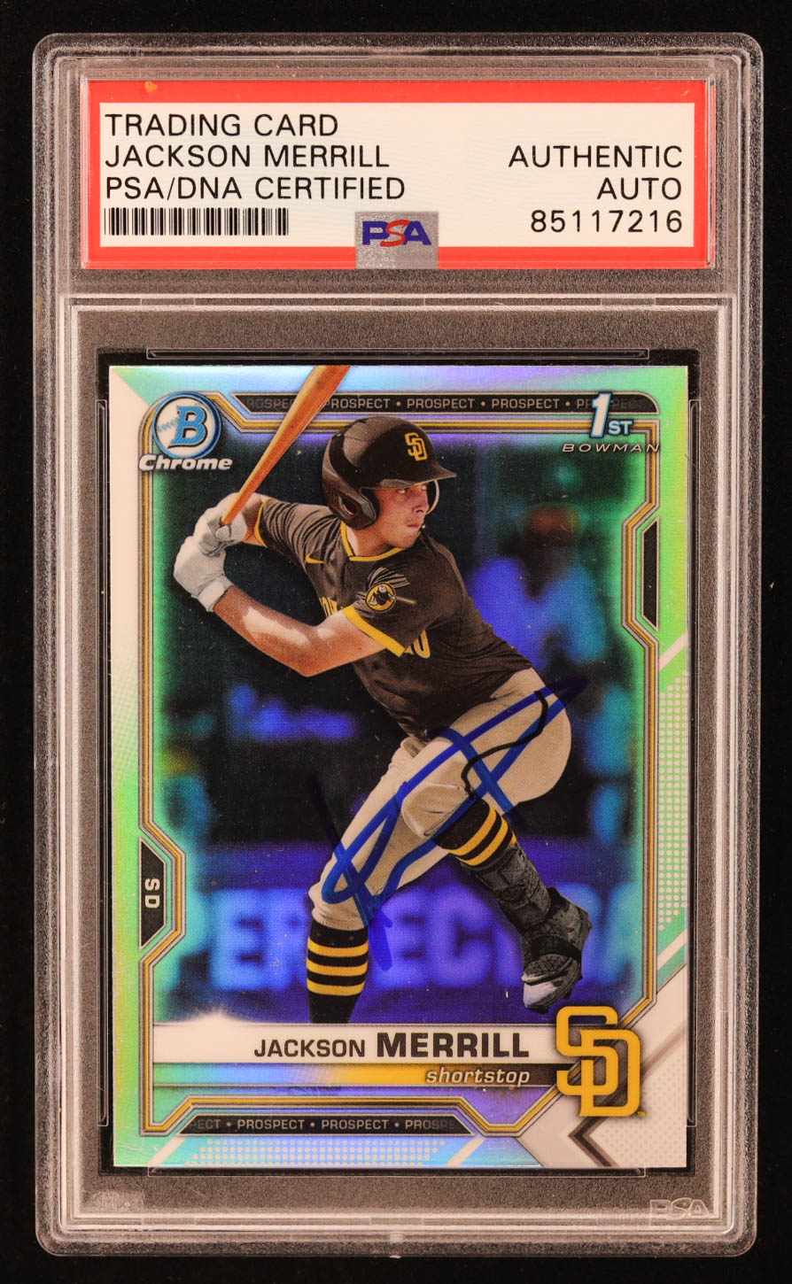 Jackson Merrill Signed 2021 Bowman Chrome Draft Refractors #BDC119 RC (PSA) at PristineAuction.com Jackson Merrill Signed 2021 Bowman Chrome Draft Refractors #BDC119 RC (PSA) at PristineAuction.com