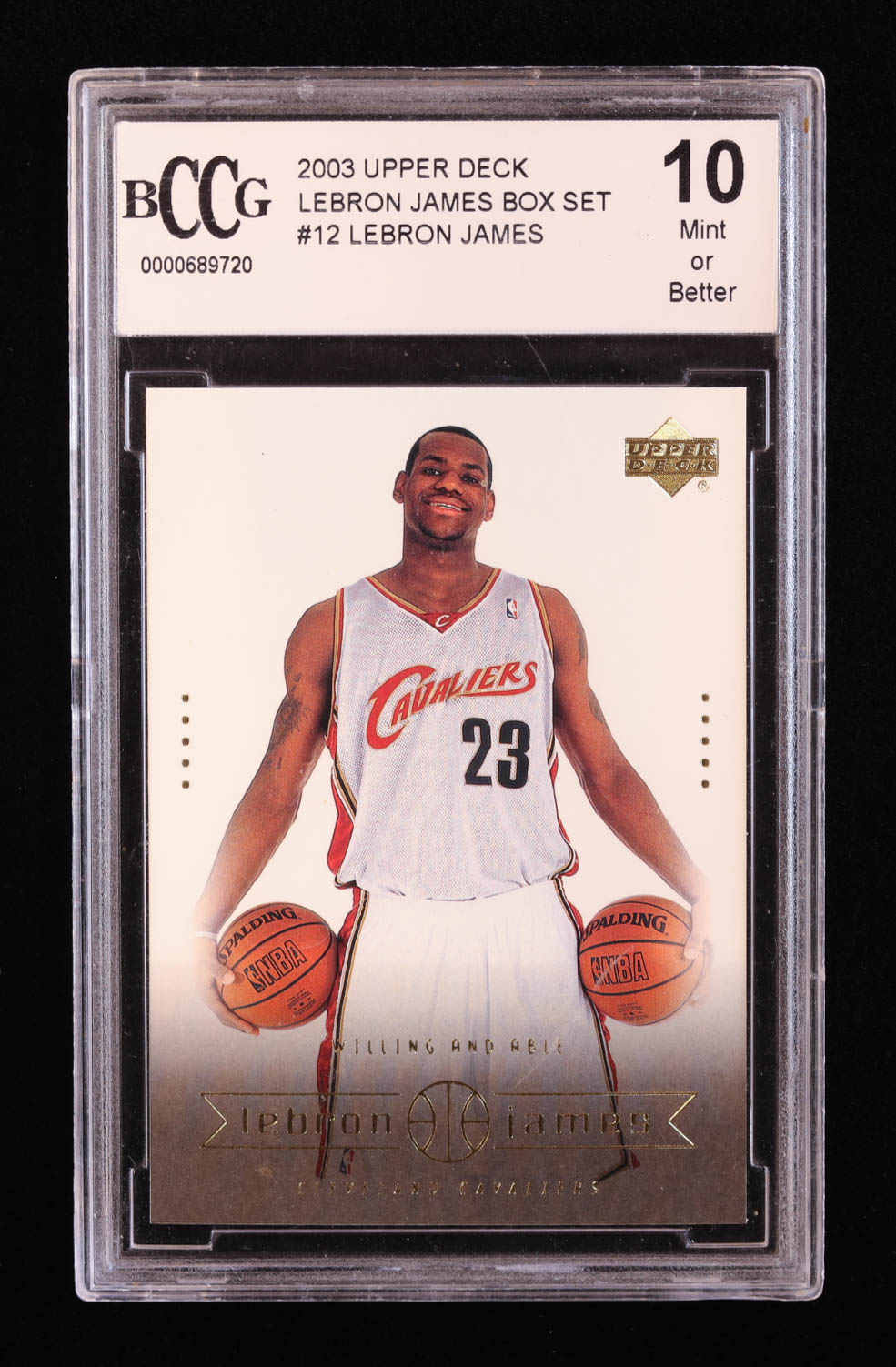 LeBron James 2003 Upper Deck LeBron James Box Set #12 RC / Willing and Able (BCCG 10) at PristineAuction.com LeBron James 2003 Upper Deck LeBron James Box Set #12 RC / Willing and Able (BCCG 10) at PristineAuction.com