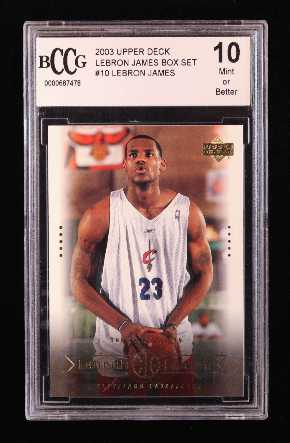 LeBron James 2003 Upper Deck LeBron James Box Set #10 RC / One In A Billion (BCCG 10) at PristineAuction.com LeBron James 2003 Upper Deck LeBron James Box Set #10 RC / One In A Billion (BCCG 10) at PristineAuction.com