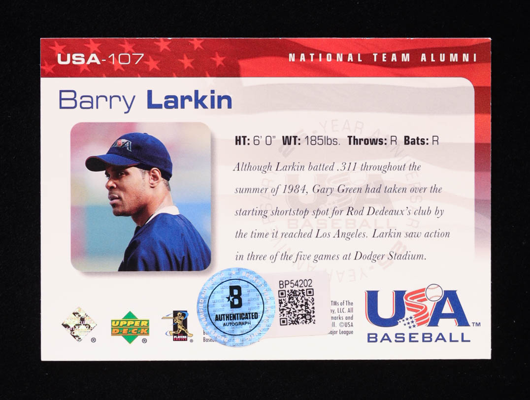Barry Larkin Signed 2004 USA Baseball 25th Anniversary #107 (Beckett) at PristineAuction.com Barry Larkin Signed 2004 USA Baseball 25th Anniversary #107 (Beckett) at PristineAuction.com