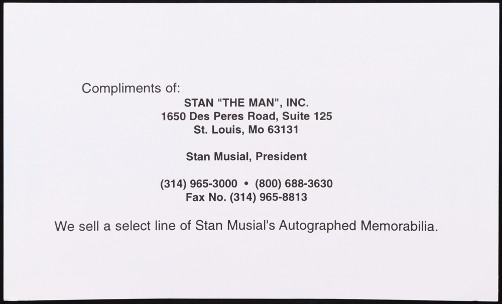 Stan Musial Signed Postcard (Stan the Man) at PristineAuction.com Stan Musial Signed Postcard (Stan the Man) at PristineAuction.com
