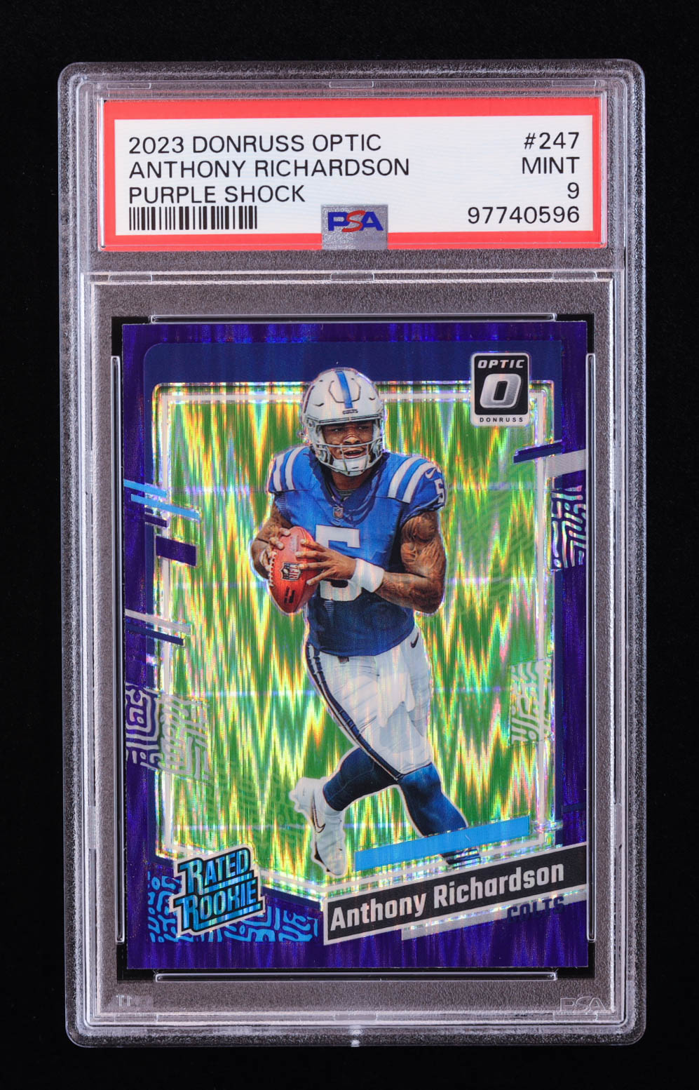 Anthony Richardson 2023 Donruss Optic Purple Shock #247 RR RC (PSA 9) at PristineAuction.com Anthony Richardson 2023 Donruss Optic Purple Shock #247 RR RC (PSA 9) at PristineAuction.com