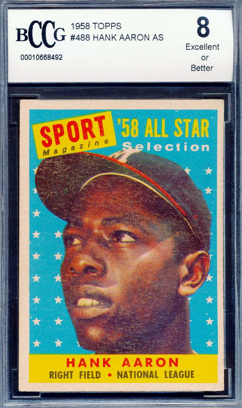 Hank Aaron 1958 Topps #488 AS (BCCG 8) at PristineAuction.com Hank Aaron 1958 Topps #488 AS (BCCG 8) at PristineAuction.com