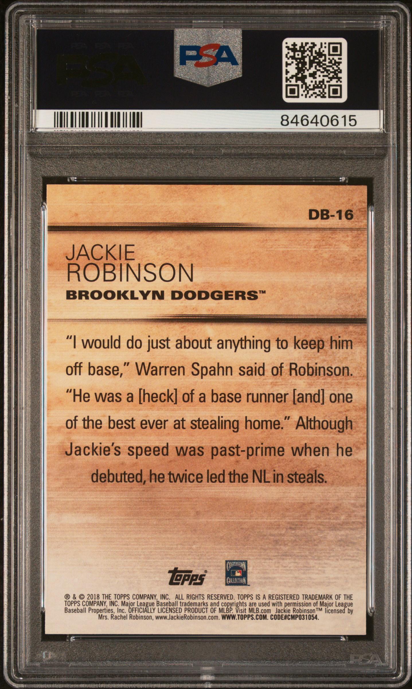 Jackie Robinson 2018 Topps Update Don't Blink #DB16 (PSA 10) at PristineAuction.com Jackie Robinson 2018 Topps Update Don't Blink #DB16 (PSA 10) at PristineAuction.com