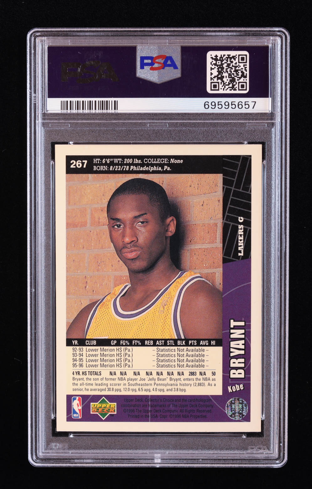Kobe Bryant 1996-97 Collector's Choice #267 RC (PSA 9) at PristineAuction.com Kobe Bryant 1996-97 Collector's Choice #267 RC (PSA 9) at PristineAuction.com