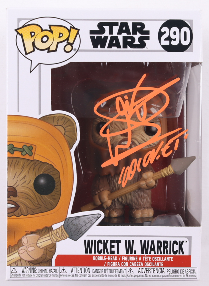 Warwick Davis Signed "Star Wars" #290 Wicket W. Warrick Funko Pop! Vinyl Figure Inscribed "Wicket" (JSA) at PristineAuction.com Warwick Davis Signed "Star Wars" #290 Wicket W. Warrick Funko Pop! Vinyl Figure Inscribed "Wicket" (JSA) at PristineAuction.com