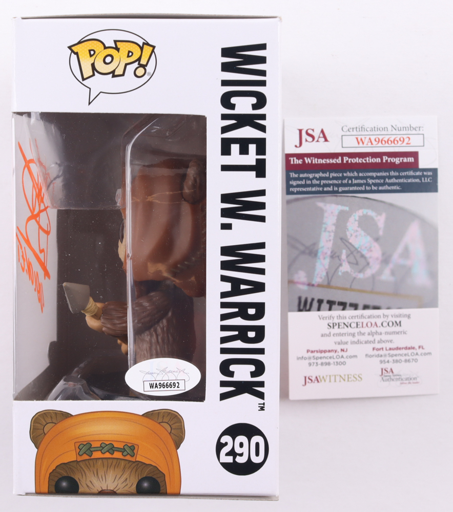 Warwick Davis Signed "Star Wars" #290 Wicket W. Warrick Funko Pop! Vinyl Figure Inscribed "Wicket" (JSA) at PristineAuction.com Warwick Davis Signed "Star Wars" #290 Wicket W. Warrick Funko Pop! Vinyl Figure Inscribed "Wicket" (JSA) at PristineAuction.com