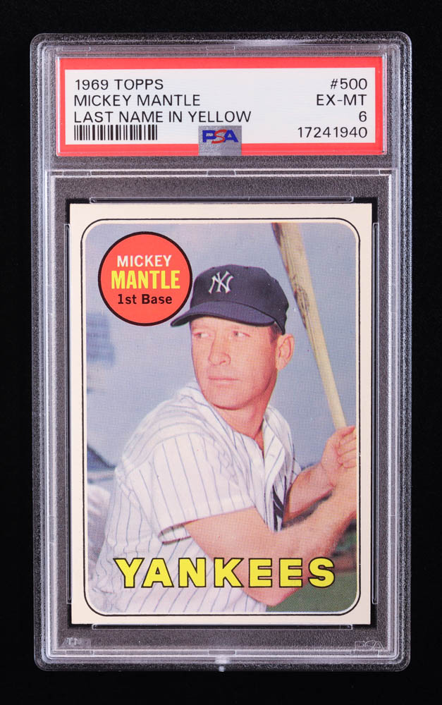 Mickey Mantle 1969 Topps / Last Name In Yellow #500A (PSA 6) at PristineAuction.com Mickey Mantle 1969 Topps / Last Name In Yellow #500A (PSA 6) at PristineAuction.com