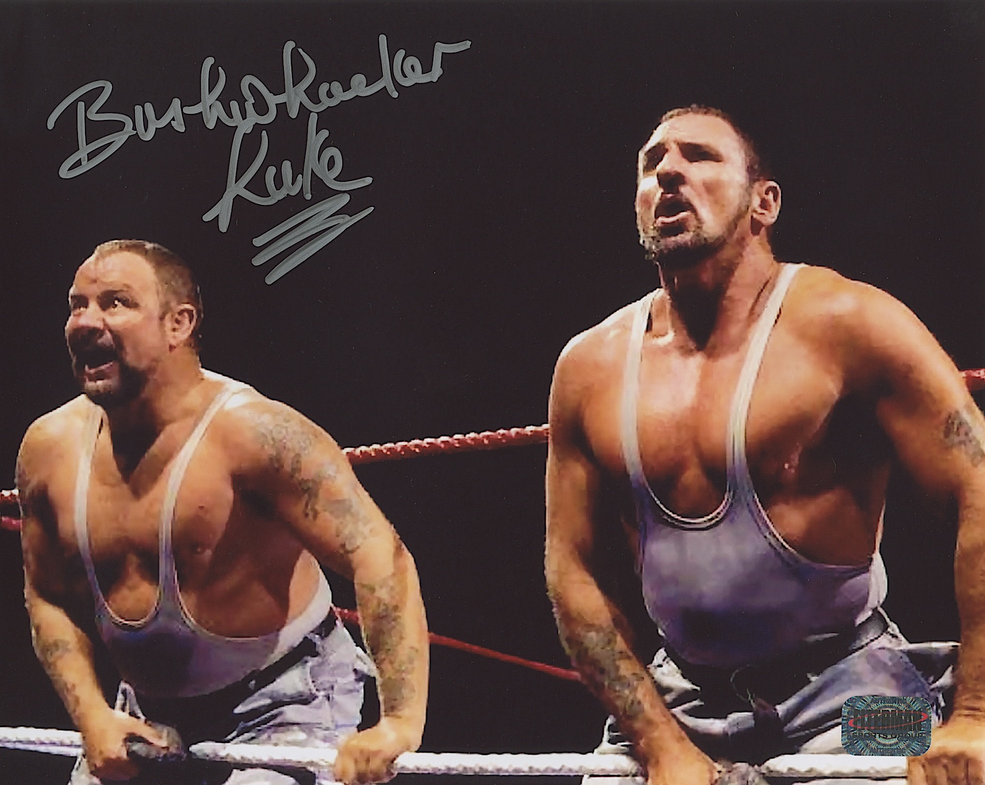 Bushwhacker Luke Signed WWE 8x10 Photo (Fiterman Hologram) at PristineAuction.com Bushwhacker Luke Signed WWE 8x10 Photo (Fiterman Hologram) at PristineAuction.com