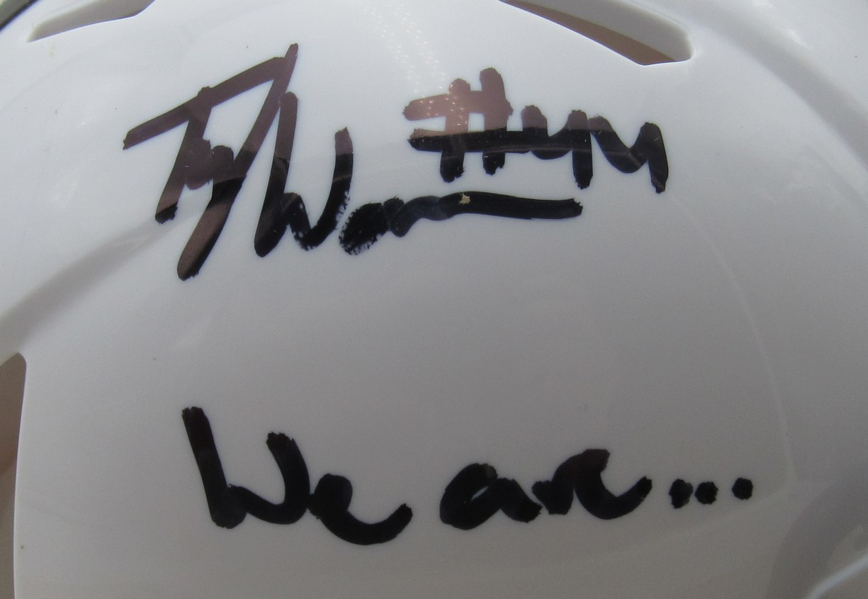 Ty Warren Signed Penn State Nittany Lions Speed Mini Helmet Inscribed "We Are" (JSA) at PristineAuction.com Ty Warren Signed Penn State Nittany Lions Speed Mini Helmet Inscribed "We Are" (JSA) at PristineAuction.com