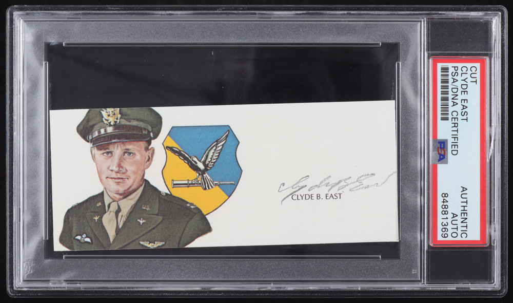 Clyde East Signed Cut Signature (PSA) WWII P-51 Ace 13 Victories at PristineAuction.com Clyde East Signed Cut Signature (PSA) WWII P-51 Ace 13 Victories at PristineAuction.com