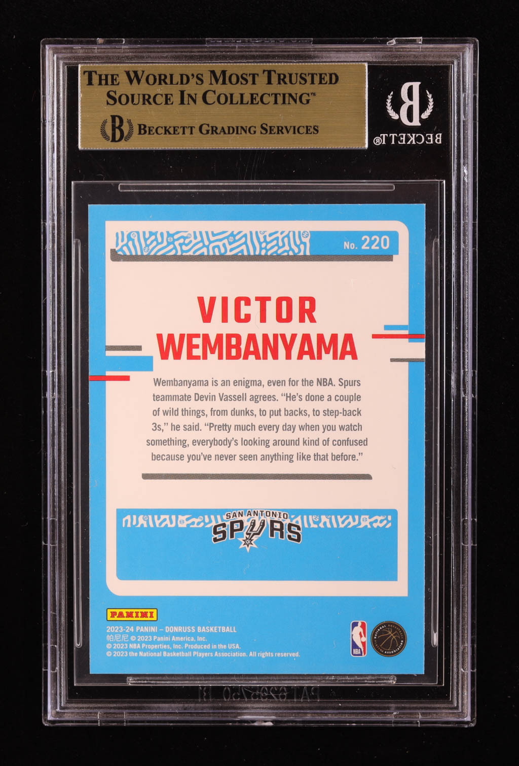 Victor Wembanyama 2023-24 Donruss #220 RC (BGS 9.5) at PristineAuction.com Victor Wembanyama 2023-24 Donruss #220 RC (BGS 9.5) at PristineAuction.com