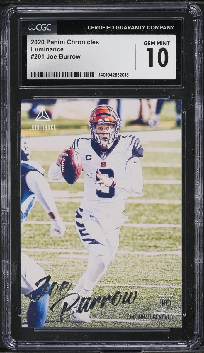 Joe Burrow 2020 Panini Chronicles Luminance RC #201 (CGC 10) at PristineAuction.com Joe Burrow 2020 Panini Chronicles Luminance RC #201 (CGC 10) at PristineAuction.com