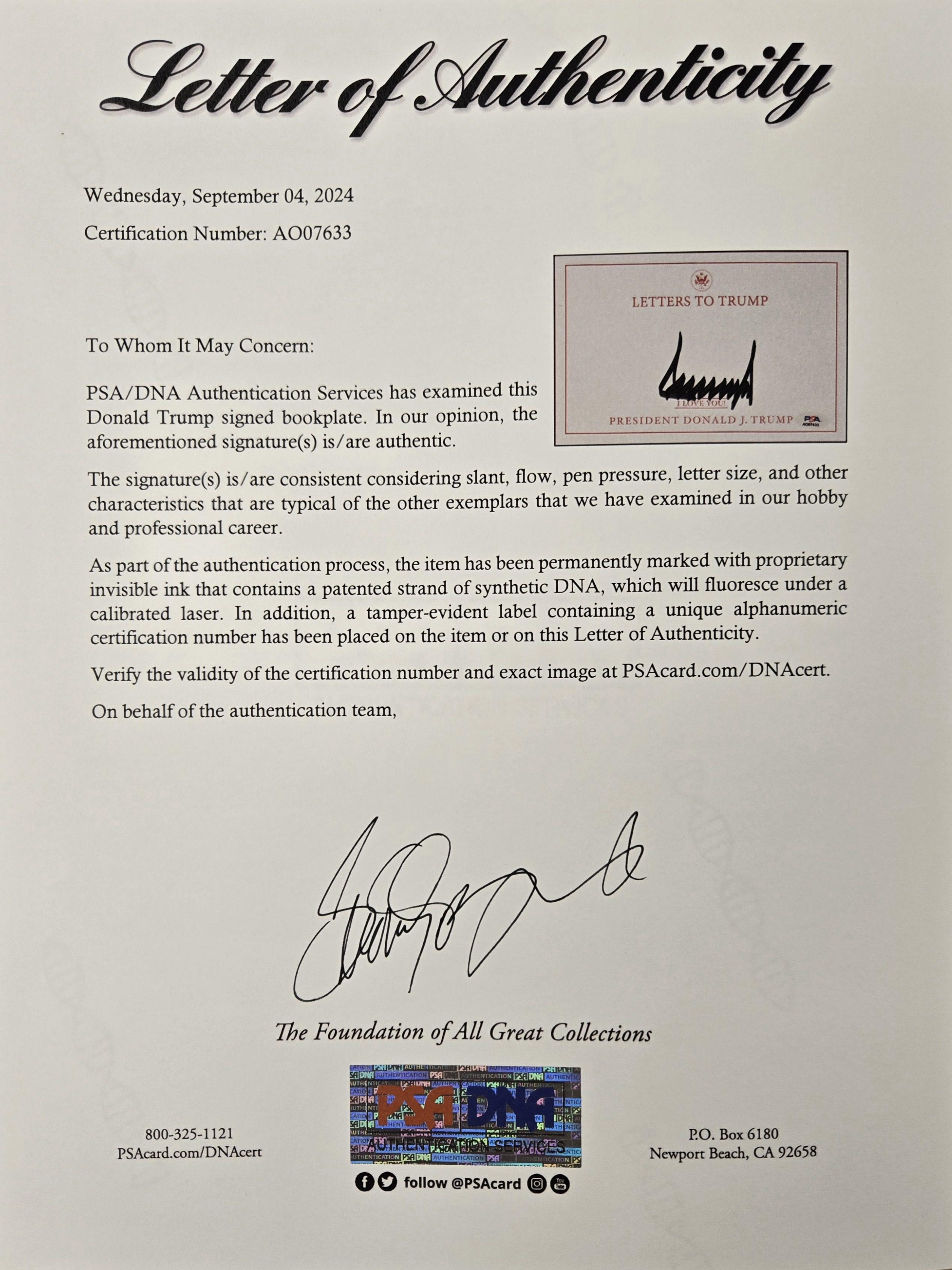 Donald J. Trump Signed "Letters To Trump" Custom Framed Cut Display (PSA) at PristineAuction.com Donald J. Trump Signed "Letters To Trump" Custom Framed Cut Display (PSA) at PristineAuction.com