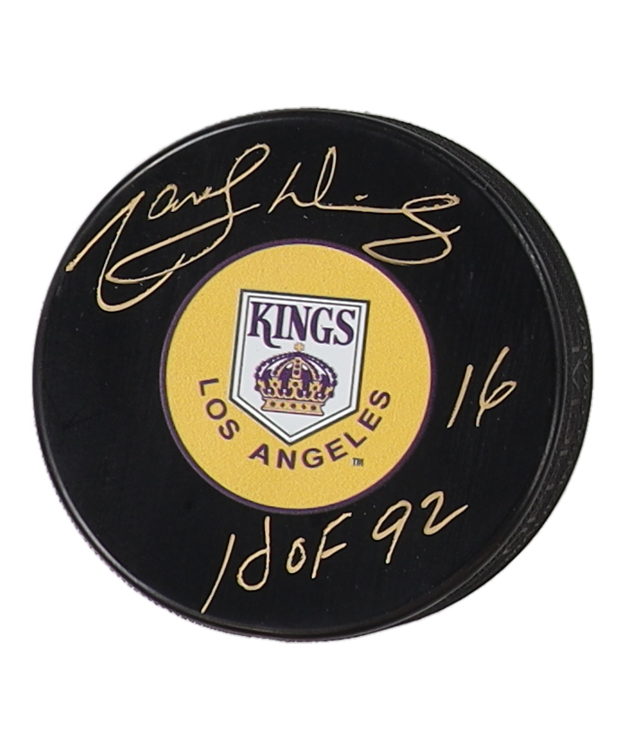 Marcel Dionne Signed Kings Logo Hockey Puck Inscribed "HOF 92" (Schwartz & Frozen Pond) at PristineAuction.com Marcel Dionne Signed Kings Logo Hockey Puck Inscribed "HOF 92" (Schwartz & Frozen Pond) at PristineAuction.com