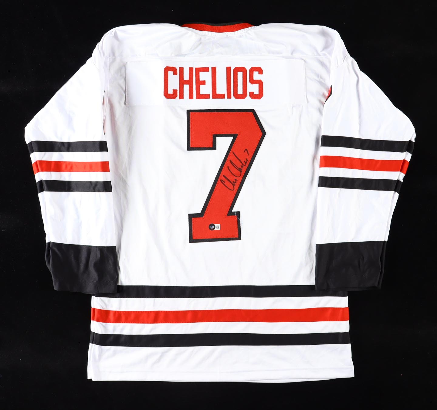 Chris Chelios Signed Jersey (Beckett) at PristineAuction.com Chris Chelios Signed Jersey (Beckett) at PristineAuction.com