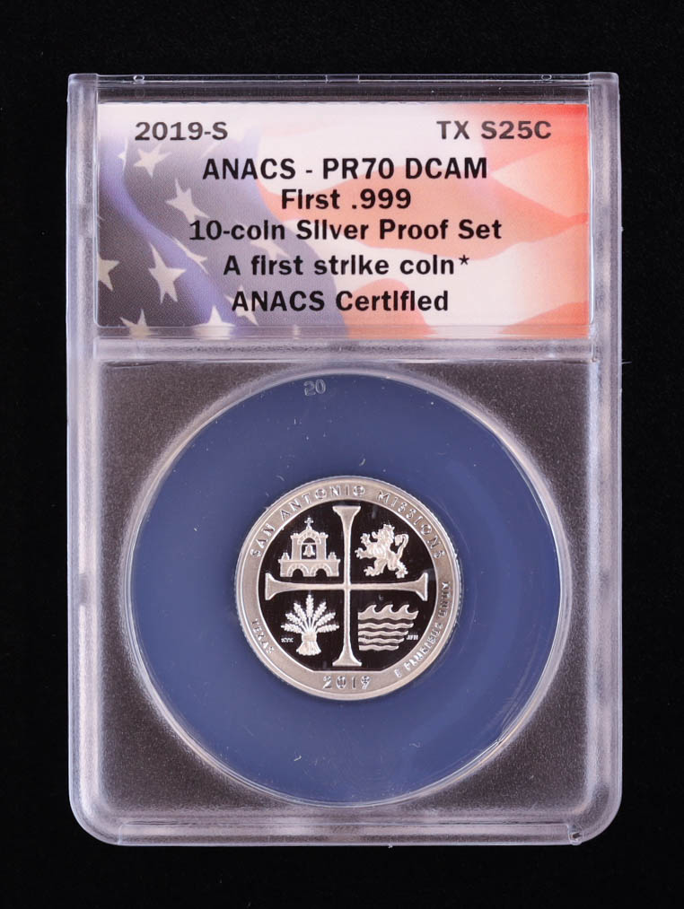 2019-S Texas Silver Proof State Quarter - First Strike (ANACS PR70 DCAM) at PristineAuction.com 2019-S Texas Silver Proof State Quarter - First Strike (ANACS PR70 DCAM) at PristineAuction.com
