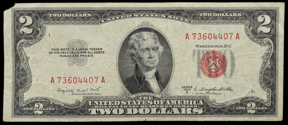 1953-B United States Legal Tender $2 Two Dollar Bill - Red Seal at PristineAuction.com 1953-B United States Legal Tender $2 Two Dollar Bill - Red Seal at PristineAuction.com