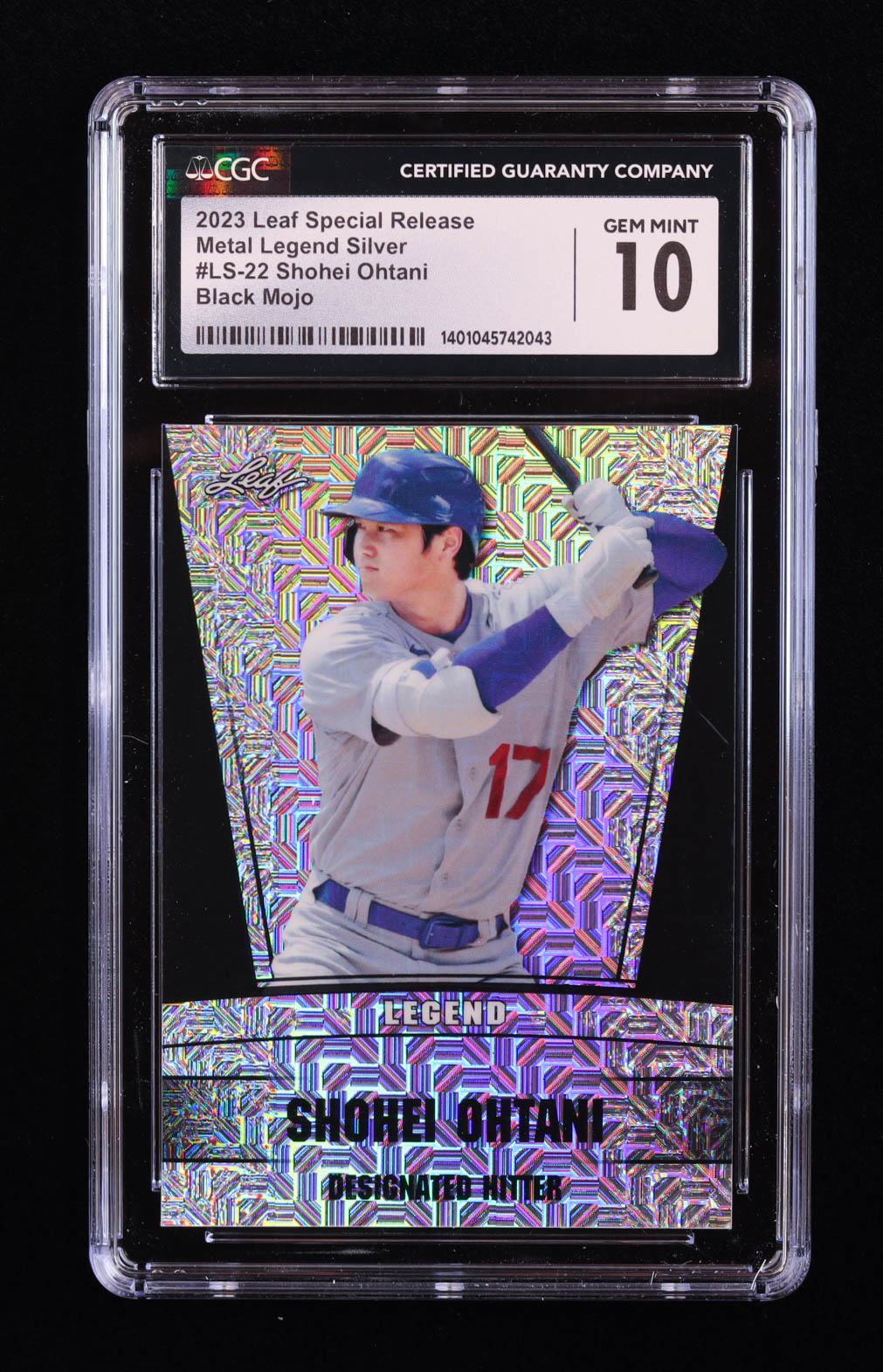 Shohei Ohtani 2023 Leaf Metal Special Release Legend Silver Mojo Black #LS22 #3/7 (CGC 10) at PristineAuction.com Shohei Ohtani 2023 Leaf Metal Special Release Legend Silver Mojo Black #LS22 #3/7 (CGC 10) at PristineAuction.com