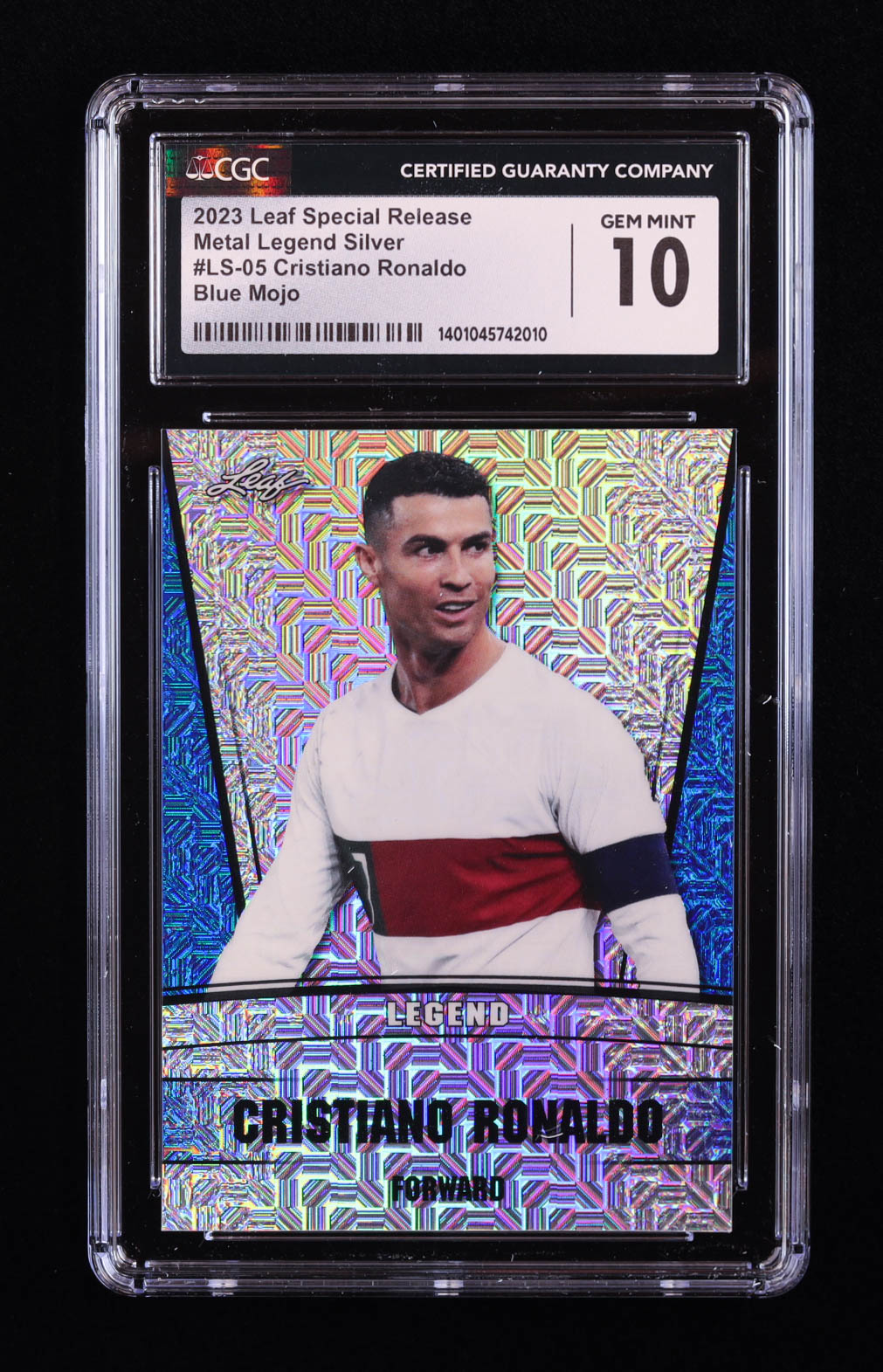 Cristiano Ronaldo 2023 Leaf Metal Special Release Legend Silver Mojo Blue #LS05 #5/20 (CGC 10) at PristineAuction.com Cristiano Ronaldo 2023 Leaf Metal Special Release Legend Silver Mojo Blue #LS05 #5/20 (CGC 10) at PristineAuction.com