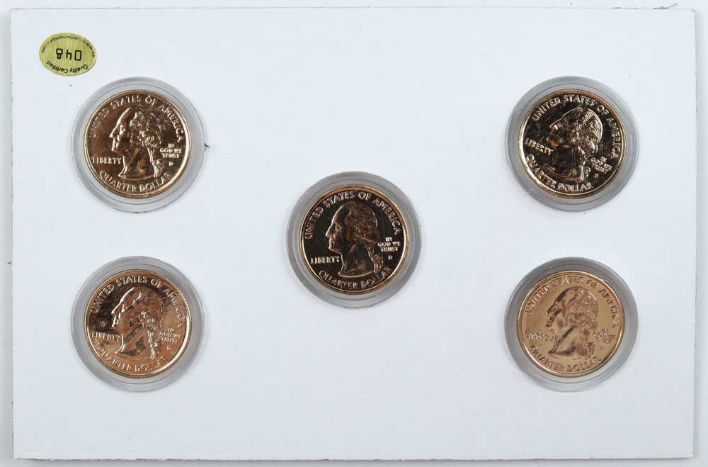 2000 United States Mint Millennium Gold Plated Edition 50 State Quarters Proof Set with (5) Coins at PristineAuction.com 2000 United States Mint Millennium Gold Plated Edition 50 State Quarters Proof Set with (5) Coins at PristineAuction.com
