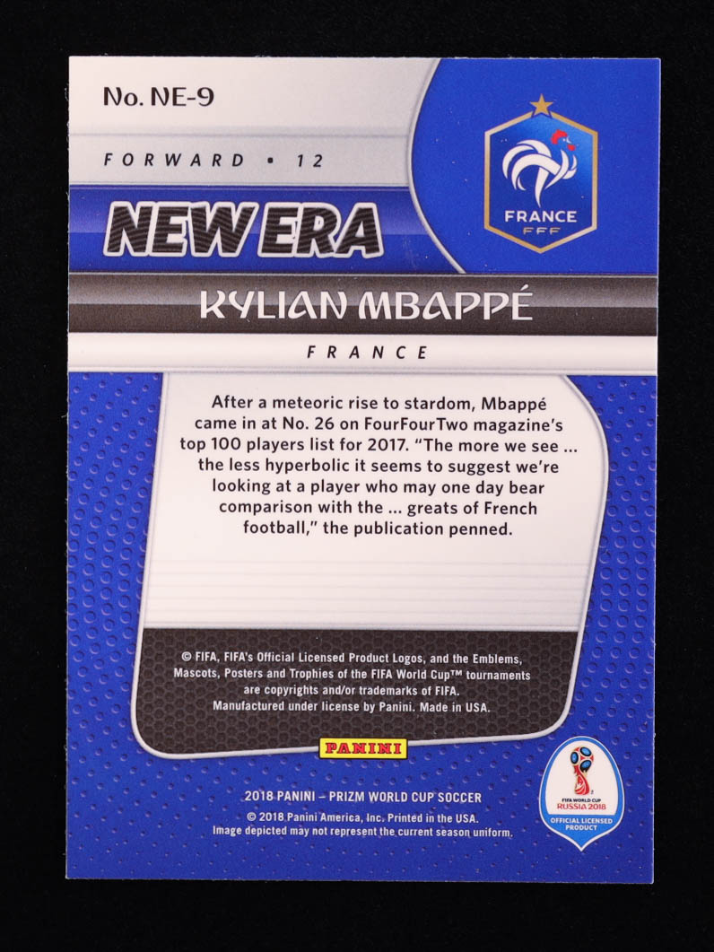 Kylian Mbappe 2018 Panini Prizm World Cup New Era #9 at PristineAuction.com Kylian Mbappe 2018 Panini Prizm World Cup New Era #9 at PristineAuction.com