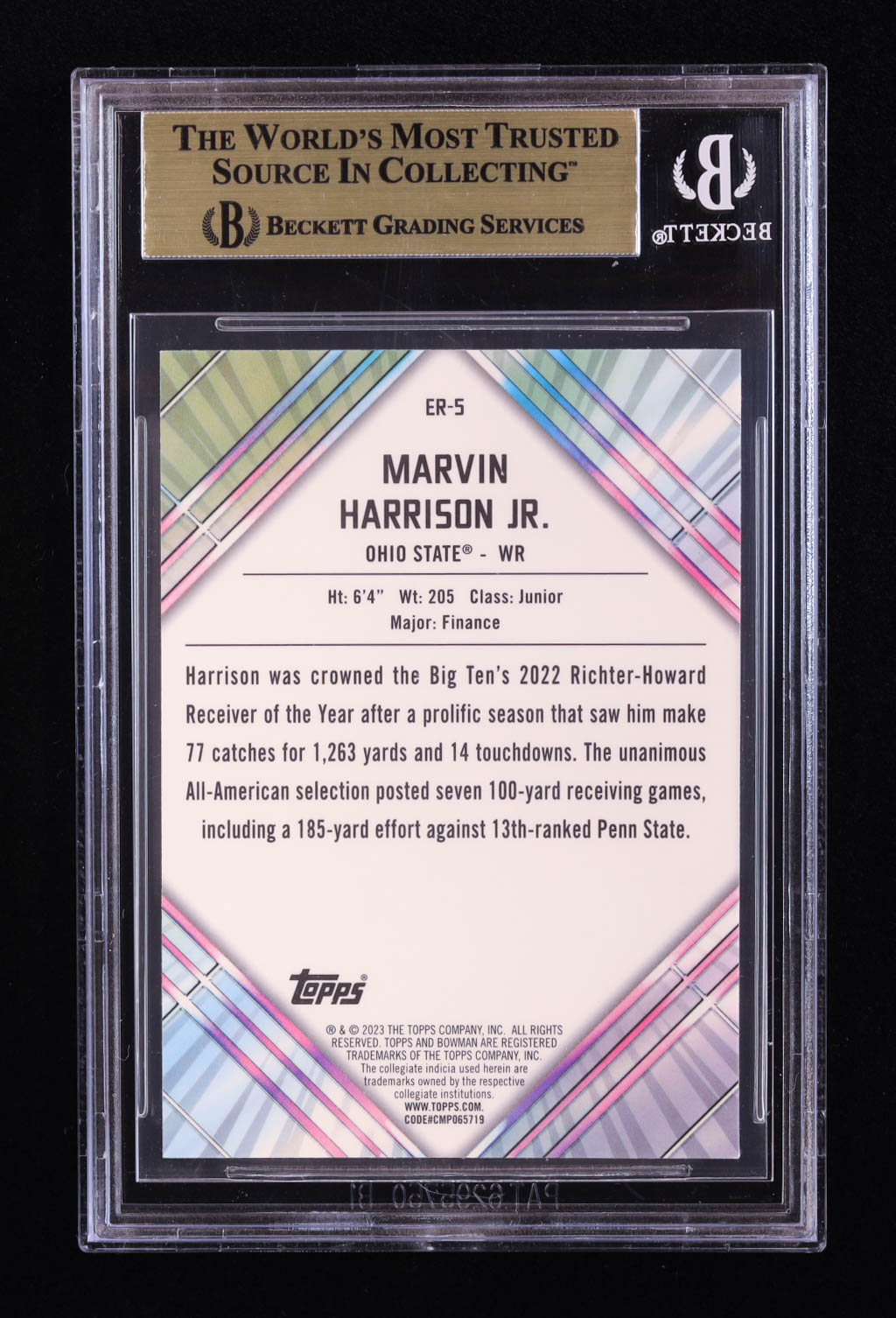Marvin Harrison Jr. 2023 Bowman Chrome University Unexpected Delights Early Risers #ER5 RC (BGS 9.5) at PristineAuction.com Marvin Harrison Jr. 2023 Bowman Chrome University Unexpected Delights Early Risers #ER5 RC (BGS 9.5) at PristineAuction.com