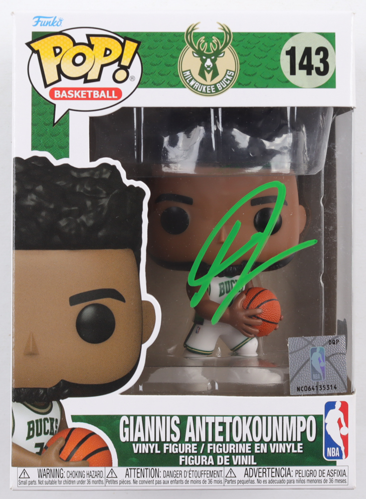 Giannis Antetokounmpo Signed Bucks #143 Funko Pop! Vinyl Figure (Beckett) at PristineAuction.com Giannis Antetokounmpo Signed Bucks #143 Funko Pop! Vinyl Figure (Beckett) at PristineAuction.com