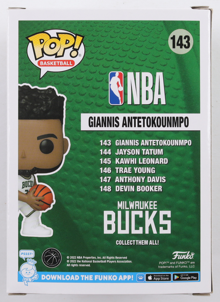 Giannis Antetokounmpo Signed Bucks #143 Funko Pop! Vinyl Figure (Beckett) at PristineAuction.com Giannis Antetokounmpo Signed Bucks #143 Funko Pop! Vinyl Figure (Beckett) at PristineAuction.com