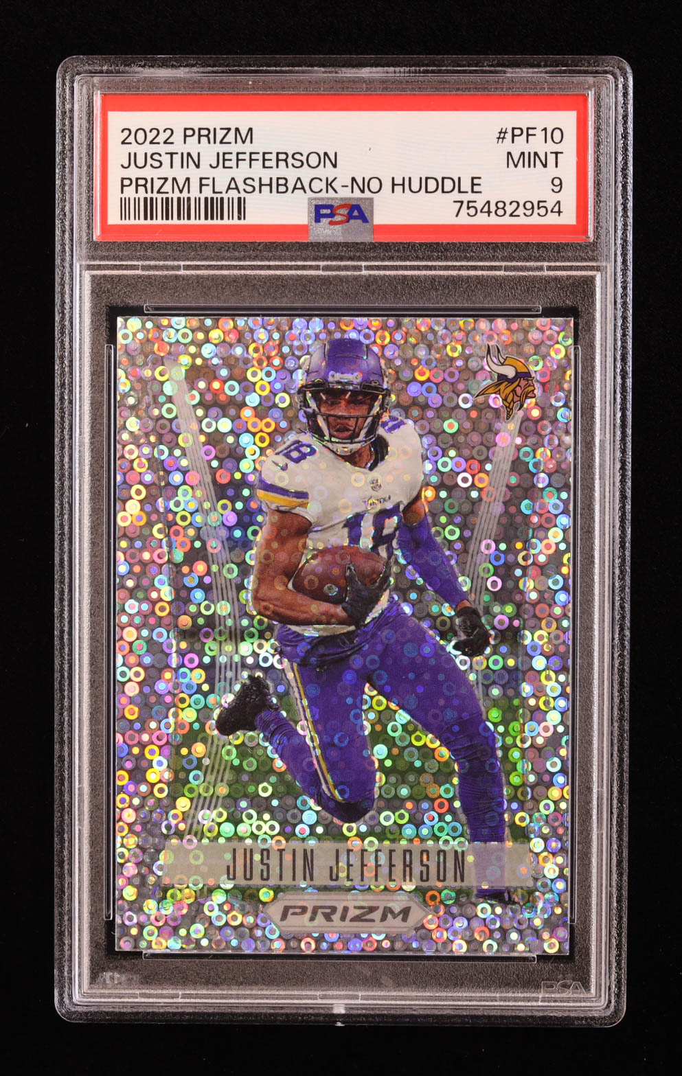 Justin Jefferson 2022 Panini Prizm Prizm Flashback Prizms No Huddle #10 (PSA 9) at PristineAuction.com Justin Jefferson 2022 Panini Prizm Prizm Flashback Prizms No Huddle #10 (PSA 9) at PristineAuction.com