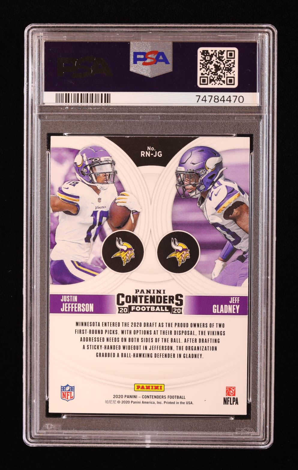 Jeff Gladney / Justin Jefferson 2020 Panini Contenders Round Numbers #7 RC (PSA 9) at PristineAuction.com Jeff Gladney / Justin Jefferson 2020 Panini Contenders Round Numbers #7 RC (PSA 9) at PristineAuction.com