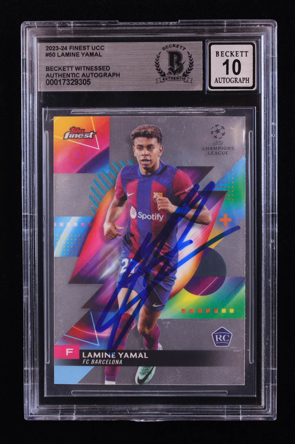 Lamine Yamal Signed 2023-24 Finest UEFA Club Competitions #50 RC (BGS | Auto 10) at PristineAuction.com Lamine Yamal Signed 2023-24 Finest UEFA Club Competitions #50 RC (BGS | Auto 10) at PristineAuction.com