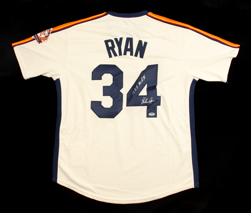 Nolan Ryan Signed Jersey Inscribed "108.5 MPH" (PSA) at PristineAuction.com Nolan Ryan Signed Jersey Inscribed "108.5 MPH" (PSA) at PristineAuction.com